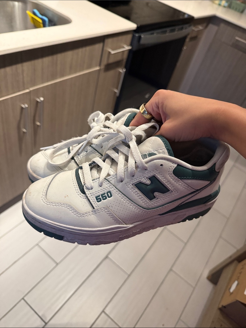 New Balance 550 White and green Sneakers